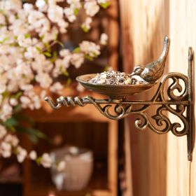 Wall Mounted Ornate  Cast Iron Bird Feeder