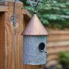 Rustic Two-Tone Silo Birdhouse for Garden Decor and Bird Watching