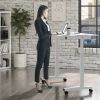 Height Adjustable Desk, Durable Laminate Top, Hand Crank, Casters, Powder Coated Steel Frame in White