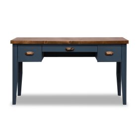 Bridgevine Home Nantucket 53 inch Writing Desk, No Assembly Required, Blue Denim and Whiskey Finish