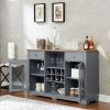 Modern Farmhouse Buffet Cabinet, Sideboard with 2 Drawers and Elegant Glass Door Cabinets, Wine and Glass Rack, Coffee Bar for Kitchen, Dining Room, L