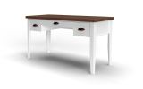 Bridgevine Home Hampton 53 inch Writing Desk, No Assembly Required, Jasmine Whitewash and Barnwood Finish