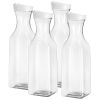 4 Pack 50Oz Water Carafes with Flip Top Lids Square Juice Containers for Fridge Plastic Clear Pitchers for Water Iced Tea Juice Lemonade Milk Cold Bre