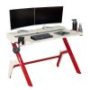 Techni Sport Ergonomic Computer Gaming Desk Workstation with Cupholder & Headphone Hook, Red