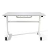 Height Adjustable Desk, Durable Laminate Top, Hand Crank, Casters, Powder Coated Steel Frame in White