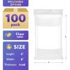 Pack of 100 Zipper Bags with Write On Block 5 x 8 Clear White Block Poly Bags 5x8 for Packing Storing Thickness 4 Mil Plastic Bags for Industrial Food