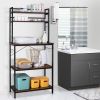 5-Tier Kitchen Bakers Rack with 10 S-Shaped Hooks, Industrial Microwave Oven Stand, Free Standing Kitchen Utility Cart Storage Shelf Organizer (Rustic