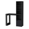 Peterson Computer Desk with 4-Tier Bookcase and 1-Door Cabinet Black