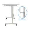 Height Adjustable Desk, Durable Laminate Top, Hand Crank, Casters, Powder Coated Steel Frame in White