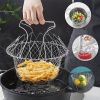 1pc; Frying Basket; Stainless Steel Frying Basket; Kitchen Foldable Steam Rinse Strain; Household Fry Basket Strainer; Kitchen Cooking Tool For Fried