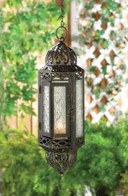 Victorian Style Hanging Candle Lantern - Antique Decorative Lighting Fixture