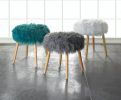 TURQUOISE FAUX FUR STOOL