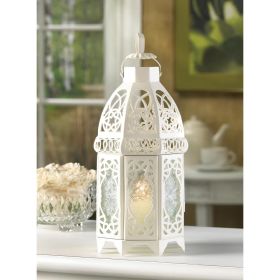 Elegant White Lattice Lantern for Indoor and Outdoor Decor