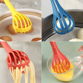 1pc; Multifunctional 3-in-1 Egg Whisk Food Holder Noodle Holder Baking Tool Egg Stirrer Manual Whisk 1 Pack 11.02''√ó2.76'' (Color: Green)