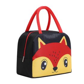 1pc Cartoon Rabbit Animal Cute Bento Bag; School Insulation Lunch Box; Lunch Bag (Color: Black Fox)